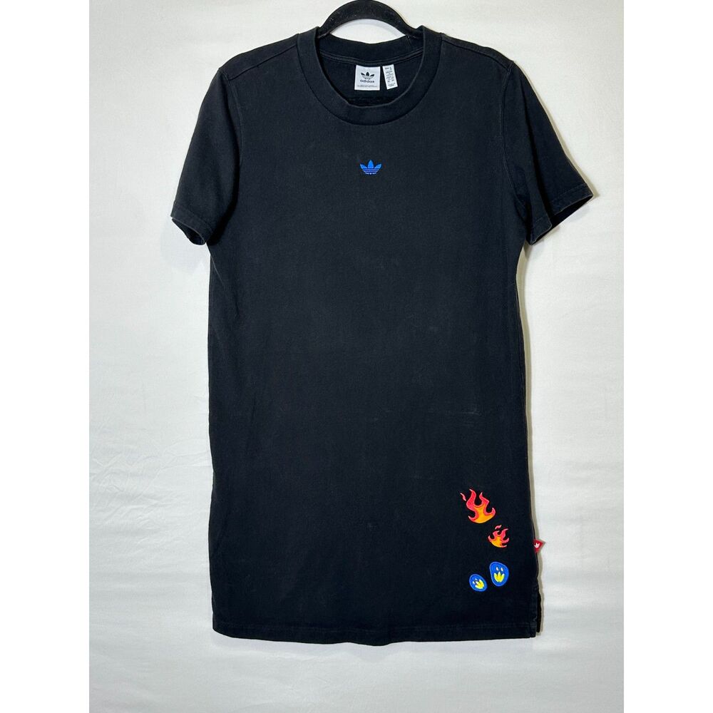Adidas Originals Women's "Mood Boost" Black T-Shirt Dress Embroidered Size L
